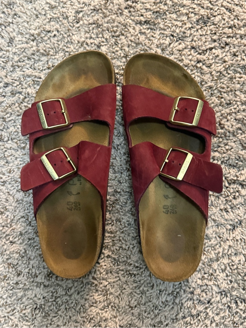 Papillo by Birkenstock Burgundy Double-Buckle Slide Sandals